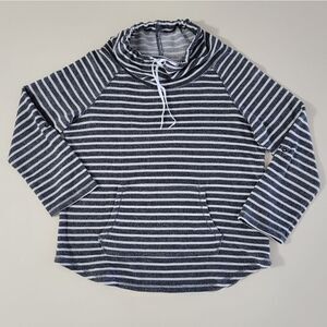 French Laundry Women's Gray Stripe Cowlneck Pullover Top